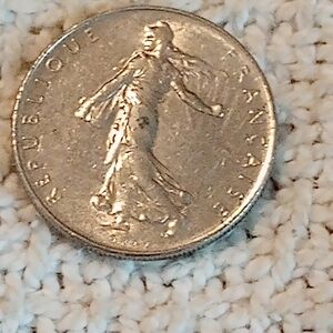 Antique Vintage 1971 France Silver 1 Franc Coin